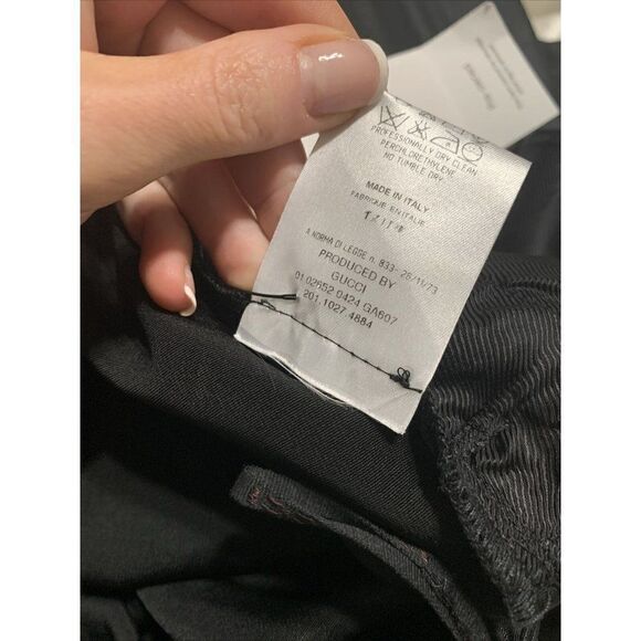 Gucci Authentic Solid Black Shine Fabric High Rise Straight Leg Pants 44 8 Med - Picture 9 of 10